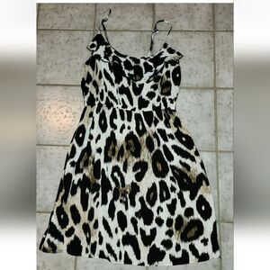 Super Flirt 90s Animal Print Mini Dress Babydoll Sz M Y2k Vamp Dark Academia